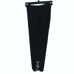 Ankle Crop Pants Black & White Rhinestone Trim